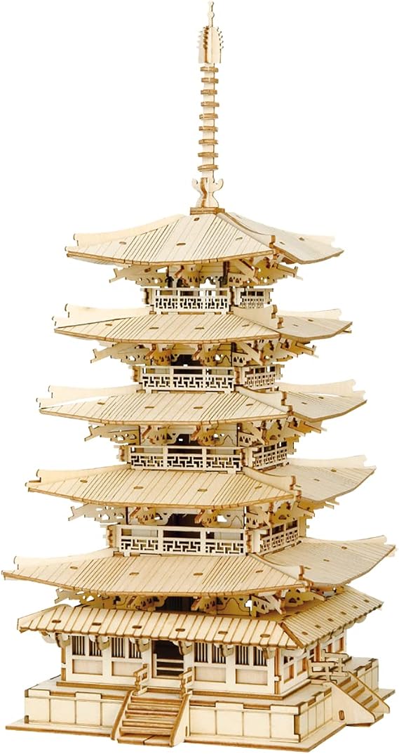 Rowood 3D Puzzles for Adults, Wooden Model Kits for Adults to Build, Gift on Birthday Christmas - Five-storied Pagoda (275 PCS)