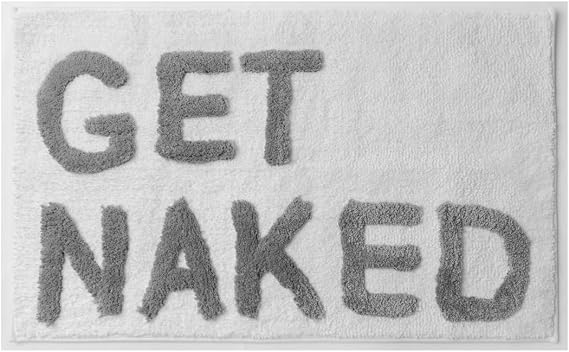 LABEND HOME Get Naked Bath Mat 20"x31.5" - Funny Bathroom Rug, Plush Microfiber Non-Slip Backing, Machine Washable Quick-Dry Bath Decor - White