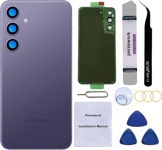 Rear Back Glass Replacement for Samsung Galaxy S24+ Plus 6.7-inches with Reparing Toolkit (Cobalt Violet)