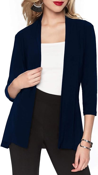FRANK LYMAN Women's Essential Cardigan Style 071 Color Dark Navy Size 06