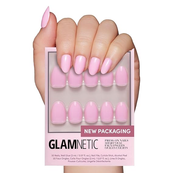 Glamnetic Press On Nails - Short Oval, Glossy Fake Nails 30 Pc Full Kit