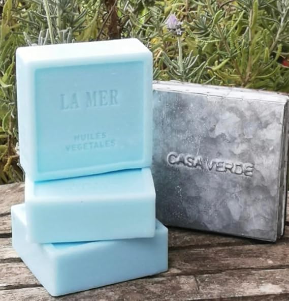 Le Mar Scented Soap, Savon de Marseille Soap, Blue Exfoliating Square Soap Bar, Baby Blue Soap, Bathroom Toiletries Gift, Hand Soap, Natural Ingredients Soap Bar, Sea Scented Soap, Square Blue Soap
