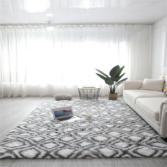 Area Rugs for Bedroom Living Room, Fluffy Shag Shaggy Carpet Soft Plush Furry Bedside Rug, Machine Washable Area Rugs for Kids Girls Boys Home Decor Anti Slip (L,60 * 160cm)