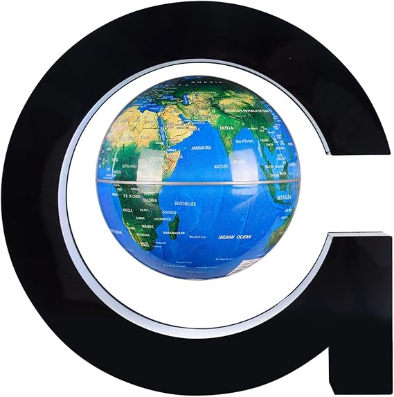 Personalized Magnetic Levitation Floating Globe with LED Light Anti Gravity Levitating World Gobe Office Home Desk Gadget Decor Unique Birthday Gift for Men Kids Boss Boys (Blue)