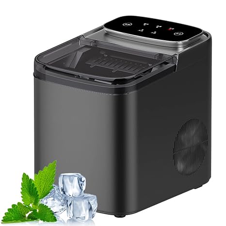 Ice Maker Machine,Pellet Ice Maker Countertop with Self-Cleaning, Portable Nugget Ice Machine for Kitchen, Compact with Anti-Slip Base for Homemade Drinks gray
