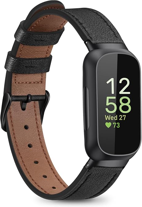 FINTIE Leather Bands Compatible with Fitbit Inspire 3 2 1 HR