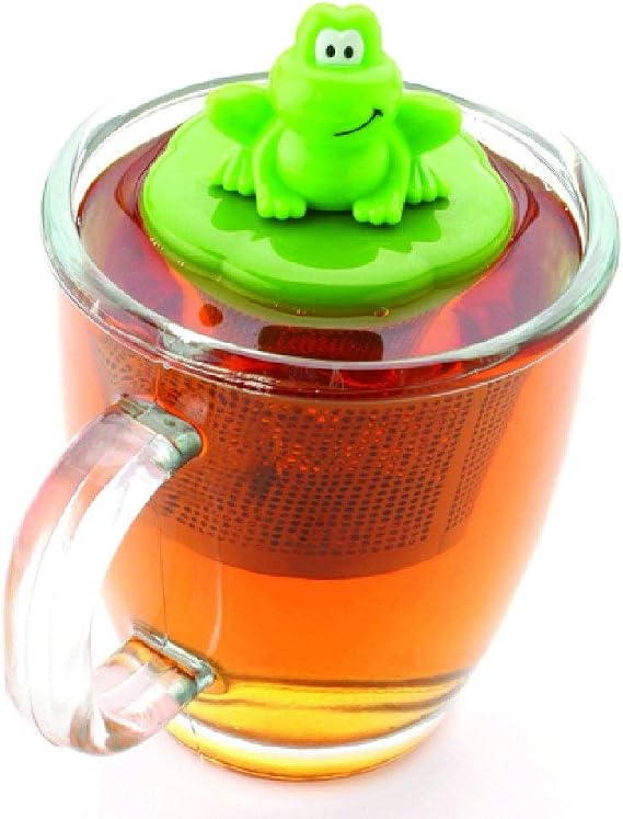 Joie Ribbit Floating Tea Cup Infuser, Steep and Strain Loose Leaf Tea, Securely Floats on Water in Mug, Cute Frog Design, Stainless Steel, BPA-Free
