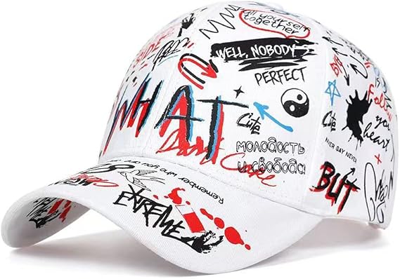 Men's Baseball Cap Adjustable Cotton Graffiti Doodle Sport Caps for Men Women