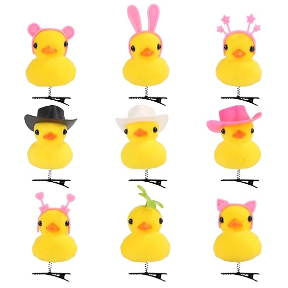 PEUTIER 9pcs Yellow Duck Hair Clips, Cute Duck Hairpins Soft Cartoon Plush Duck Hair Barrettes Hair Accessories for Festive Atmosphere Decoration (3 Styles), as shown in the picture