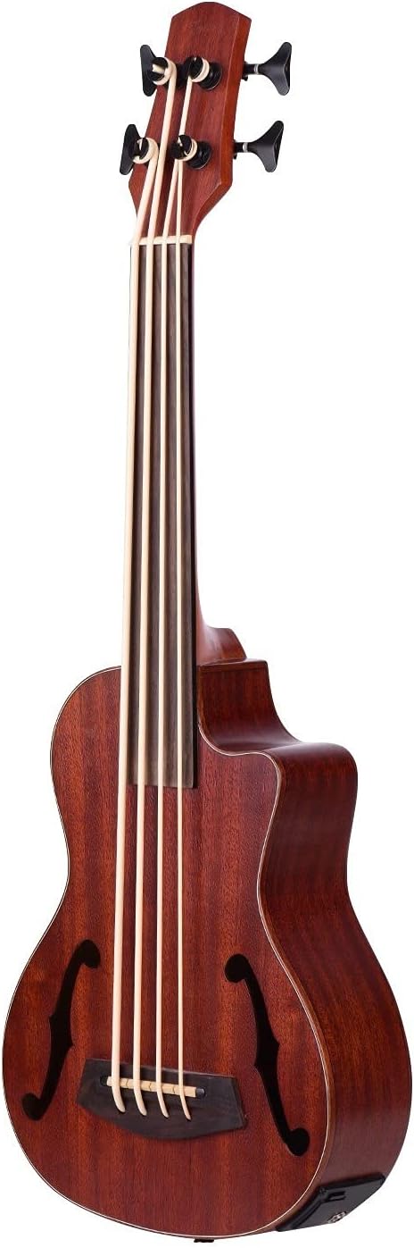 Concert Ukulele 30 Inch Cutaway Wooden Electric Acoustic Bass Ukulele Ukulele with Built-in EQ Tuner with F Sound Hole Ukulele