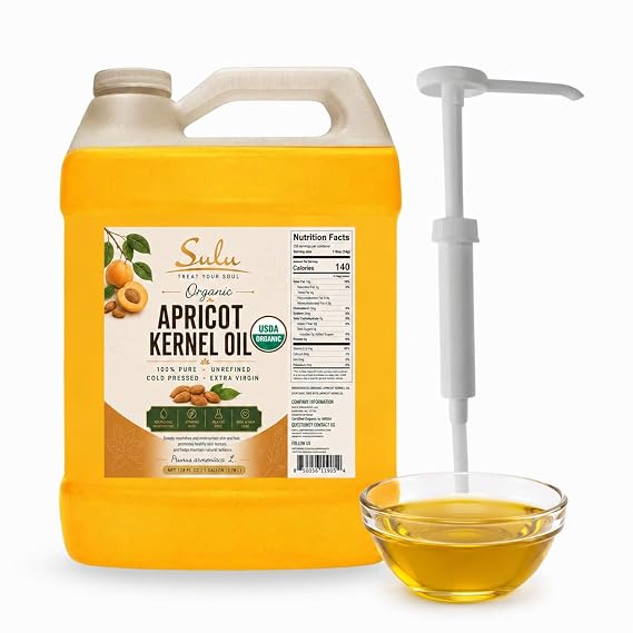 1 Gallon USDA Organic Cold Pressed Unrefined Apricot Kernel Oil