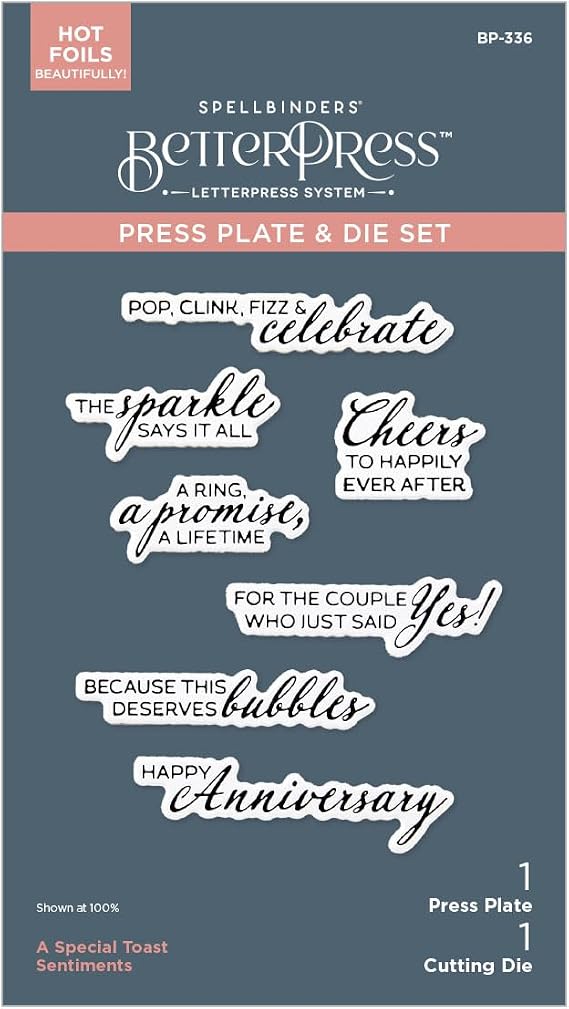 Spellbinders BP-336 A Special Toast Sentiments BetterPress Plate & Die Set from The Happier Hour Collection