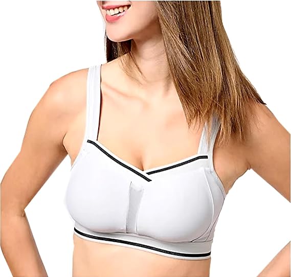 Breezies Full Coverage Molded Cup Two Toned Bra (US, 36D, White/Silver)