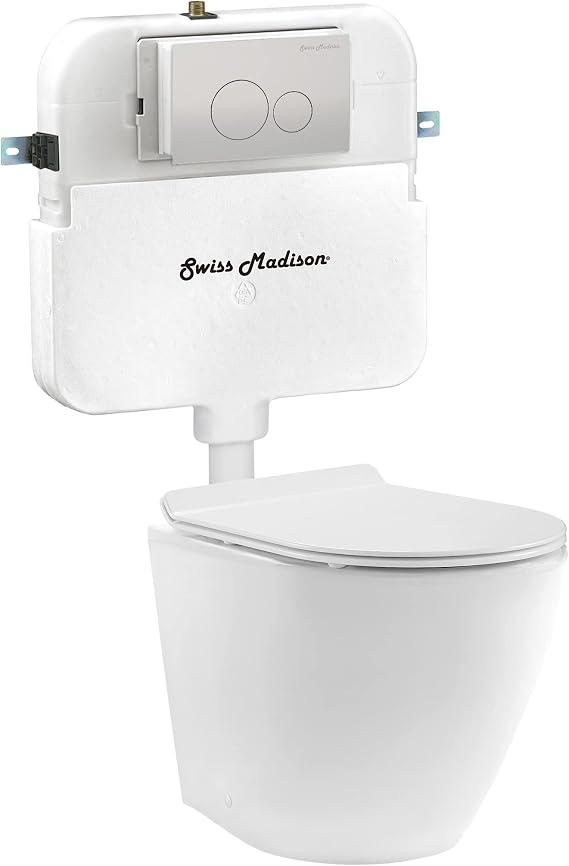 St. Tropez Back to Wall Concealed Tank Toilet Bowl Bundle in Glossy White