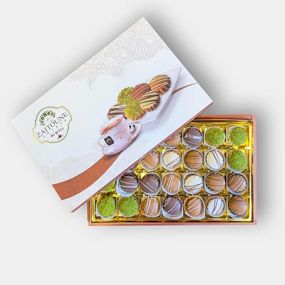 Zaitoune Chocolate Petit Four Cookies 350g | Gourmet Assorted Butter Cookies | Premium Middle Eastern Dessert Gift Box | Handmade Assorted Cookies