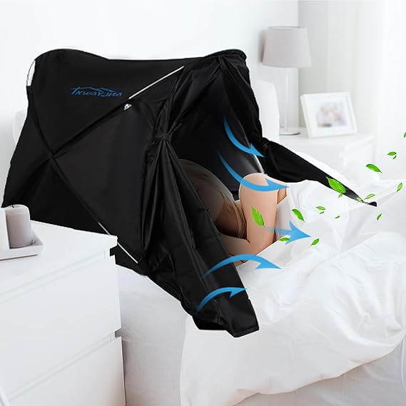 Blackout Bed Tent - 90% Blackout for Adults, Portable Sleeping Pod with Vent & Tube Ports, Foldable Travel Bed Tent for Light-Sensitive Sleepers, Night Shift Workers & Hospital Patients