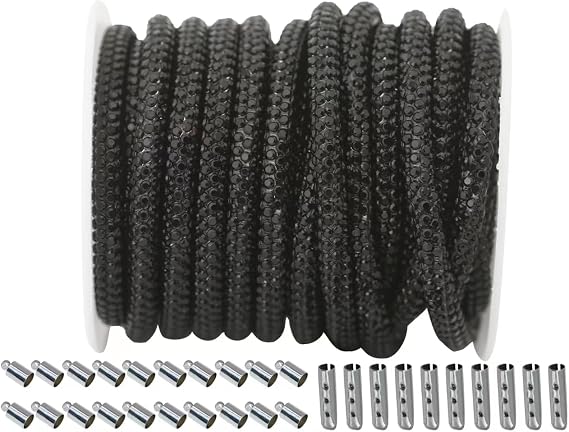 6mm Black Rhinestone Glitter Rope Set 6 Yards for Crafts