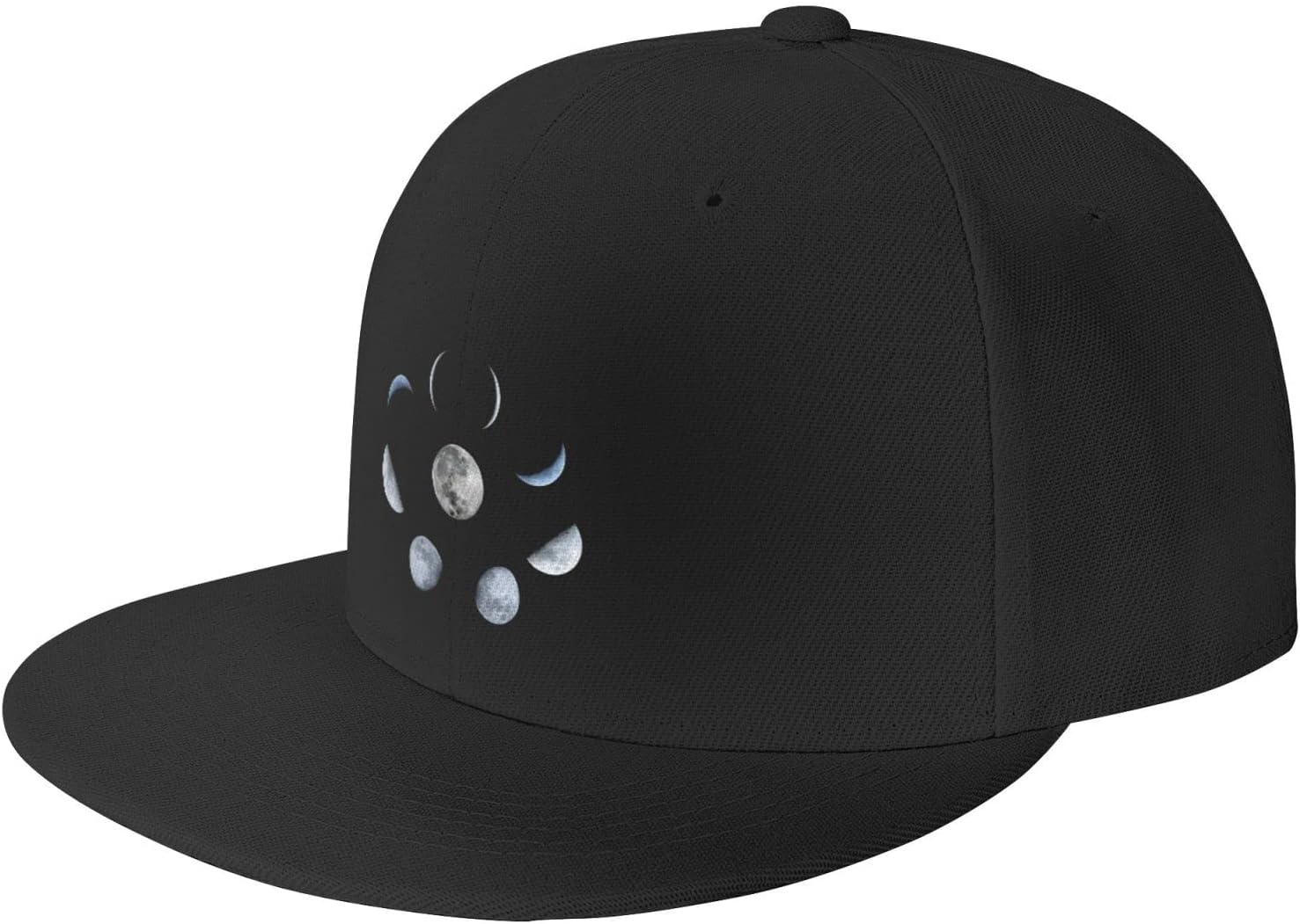 Men Women Adjustable Baseball Caps, Moon Phases Space Unisex Plain Hats Vintage Trucker Dad Cap Black
