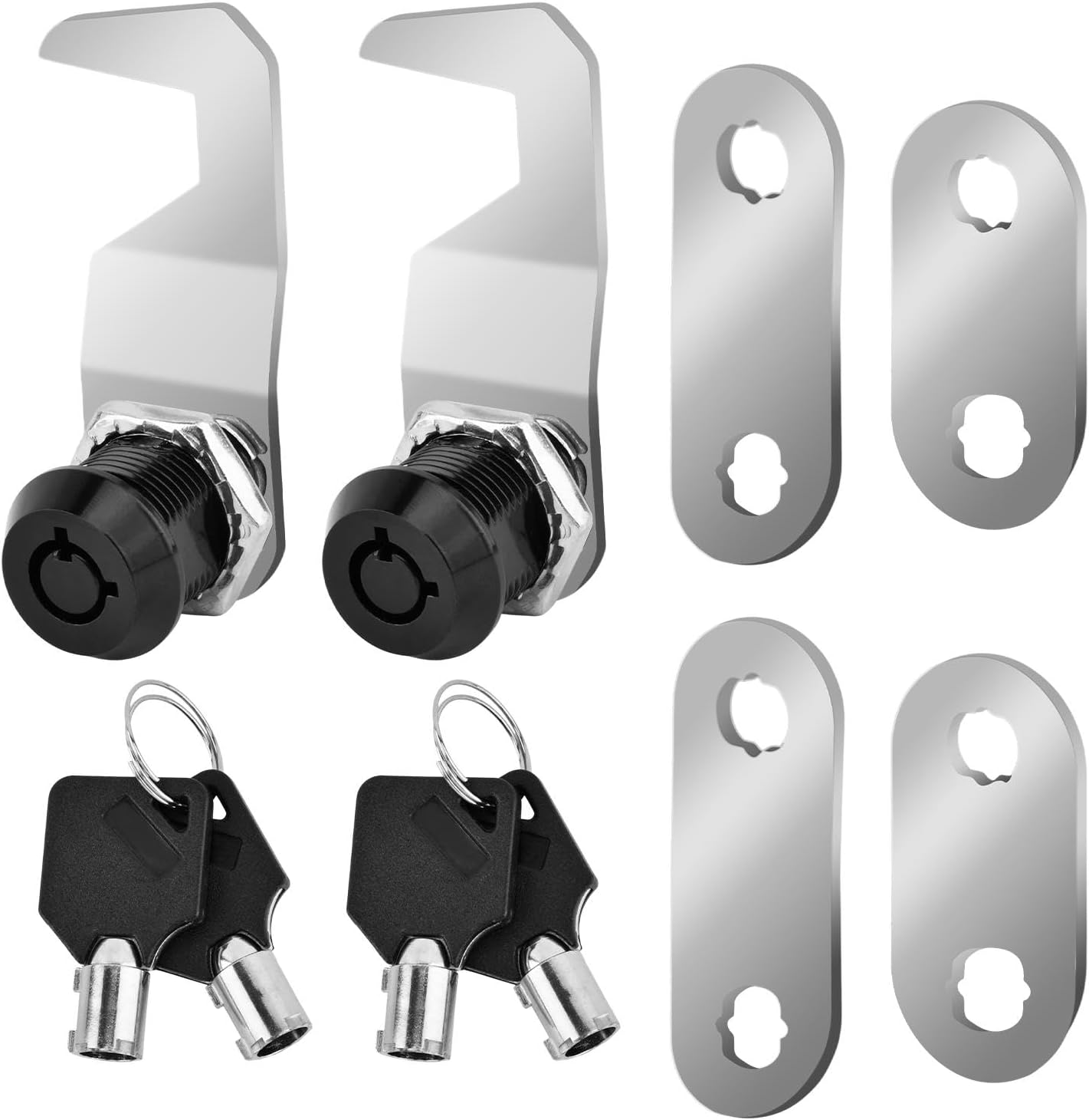 Quixleen 58 InchBlack Toolbox Lock Replacement, US General Cabinet Cam Lock Keyed Alike with Keys for RV Storage Compartment Door Tool Cart Mailbox Lock2 Pack