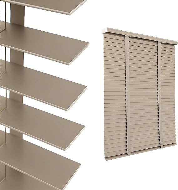 Wood Home Window Blinds, 2 inch Slats Cordless Darkening Privacy Wooden Blinds, Horizontal Wooden Venetian Shades for Office Living Room Bathroom Easy Installation 16 28 32 40 64 75 in(Beige)