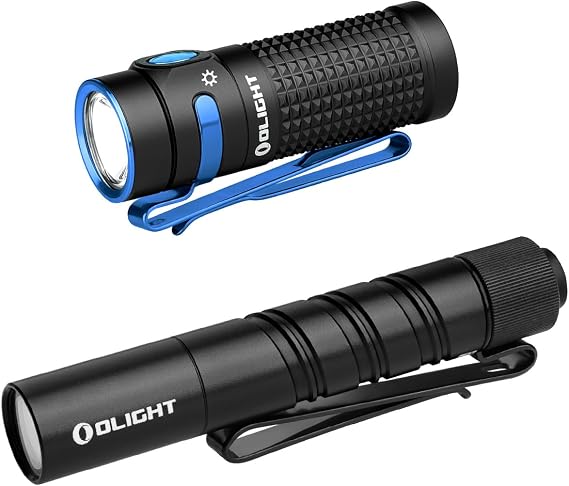 OLIGHT Baton4 Rechargeable EDC Flashlight, 1300 Lumens Bundle with I3T2 EOS Pocket Compact Bright Handheld Lights