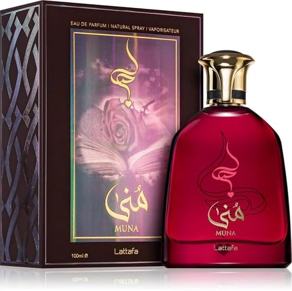 Lattafa Muna Eau de Parfum Spray for Women, 3.4 Ounce