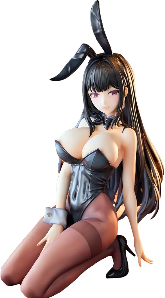 Anime Figures 11.8in 1/4 Scale Girl Figure with Tracking Eyes, Cute Black-haired Bunny Girl Figure PVC Model Collection Model, Anime Fans Desktop Decoration Gift