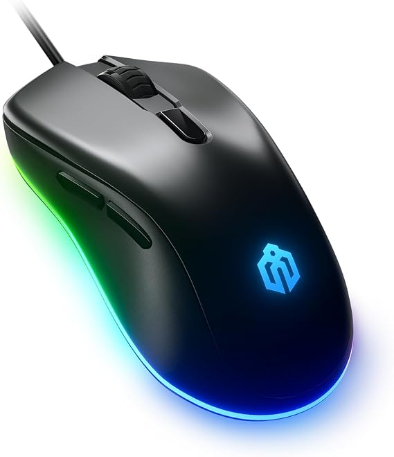 iClever Gaming Mouse, Wired Low Latency Gaming Mouse, Quiet RGB Backlight, 6 Program Buttons, Customizable 360° Light, Optical Sensor, 6400 DPI Adjustable, Heavy Duty, for Gaming/Office, Windows, Nova