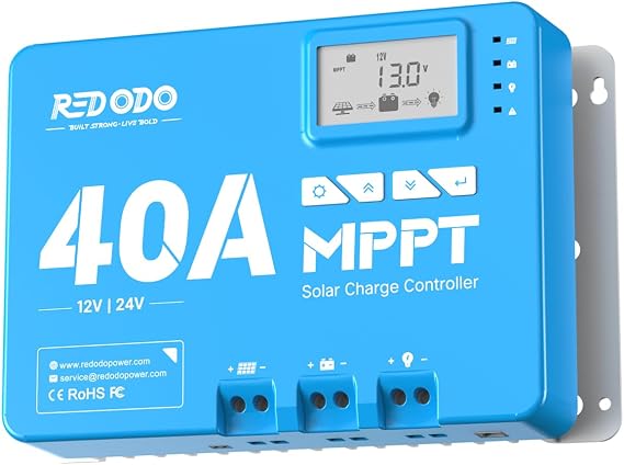 Redodo 24V 40A (Bluetooth) MPPT Solar Charge Controller, Max 100V PV Input