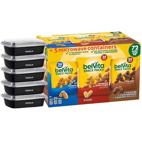Belvita Blueberry, Belvita Cinnamon, Belvita Chocolate, Belvita Breakfast Biscuits, Belvita Soft Baked, Belvita Sandwich, 72 Packs  5 Microwave Container, 72 Ounce, 4.5 Lbs, Bel vita