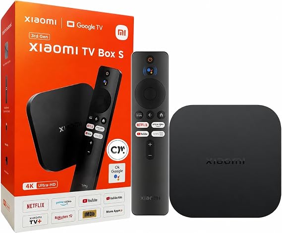Xiaomi Android Google TV Box S 3rd Gen, 4K UHD TV Box Dolby Vision Atmos & DTS:X, 2GB + 32GB Storage WiFi 6 HDMI 2.1 360 Bluetooth Remote Voice Control for Television Internet Smartphones Streaming