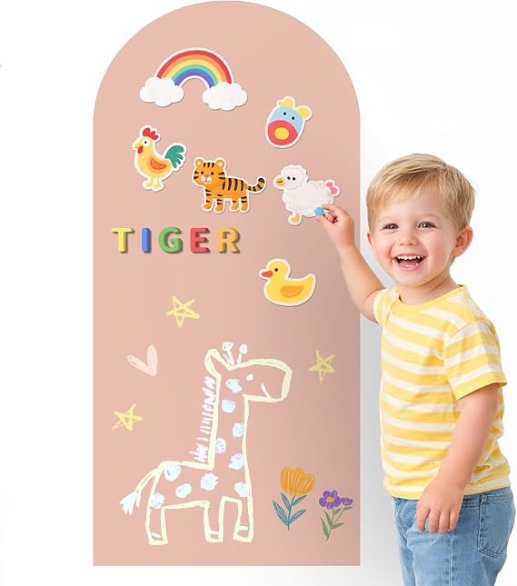 Magnetic Wall Decal, 40"x18" Arched Magnetic Chalkboard Sticker for Wall, Thickened Self Adhesive Chalkboard Peel and Stick Contact Wallpaper for Home Playroom, School & Office