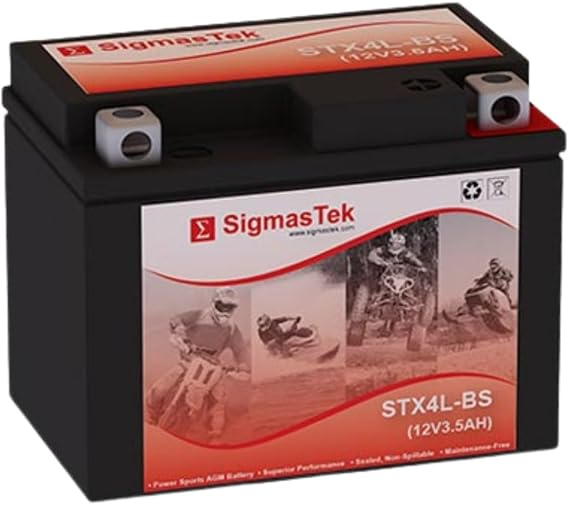 Power Max GTX4L-BS Compatible SLA Motorcycle Battery by SigmasTek, STX4L-BS 50CCA