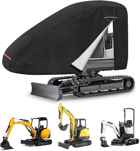 Cover for Excavators Excavators Covers Mini Excavator Cover Rain UV Protection With Reflective Tape Windproof Buckle and Zipper 118 x 63 x 29in