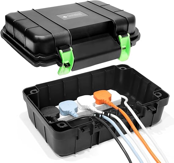 Desiretech Weatherproof Outdoor Electric Box – IP54 Rated, Heavy-Duty Power Supply for Garden Tools, DIY, and Outdoor Lighting
