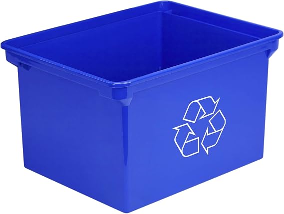 Storex 9 Gallon Recycle Bin, Blue (STX61549U01C)