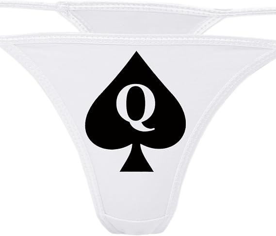 Knaughty Knickers - Queen of Spades White Thong Underwear - QofS Panties for BBC Lovers - Q of S Hot Wife