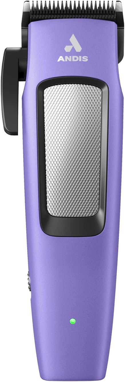 Andis 560017 Easy Clip Cordless II Dog Clipper, 10-Pc Kit, Purple | Titanium-coated stainless blade adjusts 1.2-2mm, single-speed motor, dog grooming clipper kit