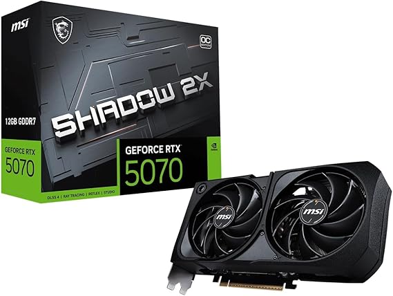 MSI GeForce RTX 5070 12G Shadow 2X OC - 12GB GDDR7 (28Gbps/192-bit) PCIe 5 Boost: 2542 MHz HDMI 2.1b DisplayPort 2.1b