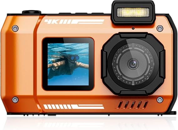 Bewinner 4K Underwater Camera Pro - 33 Feets Deep 100% Waterproof Camera with 2.88in & 1.44in Dual Screen, Multi Fuctional Digital Camera for Water Sports (Orange), Bewinnerv43sgoqu7e-11