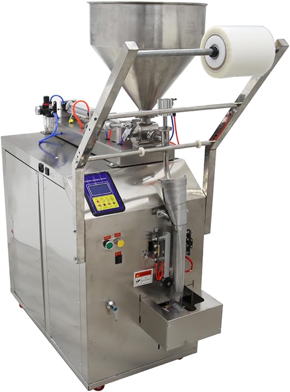 INTSUPERMAI Automatic Liquid Paste Filling Packaging Sealing Machine 10-100ml Stainless Steel Automatic Quantitative Paste Liquid Filling Machine for Shampoo Toothpaste Honey Oil Milk 110V
