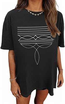 Western Shirts for Women Cowgirl Boot Stitch Shirt Rodeo Oversized Graphic Tees Vintage Tshirts Country Boho Clothing