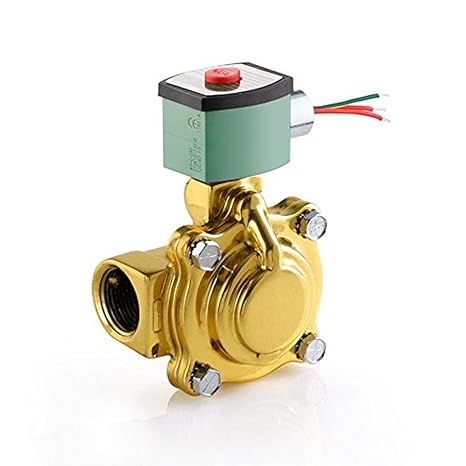 ASCO 8210G008-120/60,110/50 Brass Body Pilot Operated General Service Solenoid Valve, 1-1/4" Pipe Size, 2-Way Normally Closed, Nitrile Butylene Sealing, 1-1/8" Orifice, 15 Cv Flow, 120V/60 Hz, 110V/50
