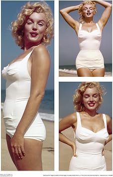 Pyramid America Marilyn Monroe Poster - Marilyn Monroe Beach Triptych - 11 x 17 Poster Print Wall Art, Ideal for Home Decor, Room Decor & Living Room Decor