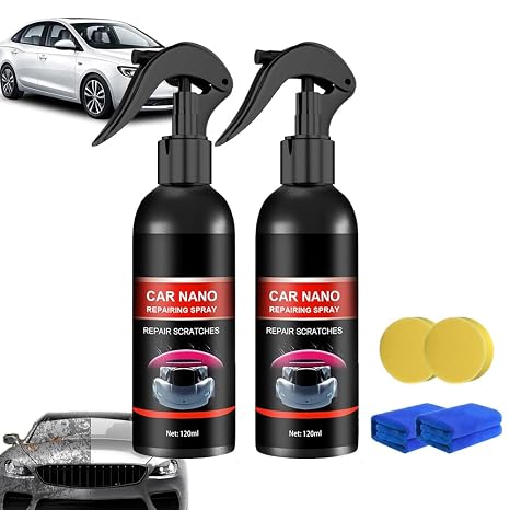 Fluxfade Nano Car Spray, Nuracoat Nano Car Spray, Nano Spray for Cars,car Nano Synthetic Spray Sealant,Nano Scratch Remover,Fast Repair Scratches Repairing Polish Wax (120ml*2PCS)
