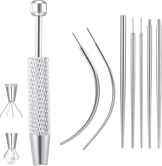 8Pcs 16G 18G Piercing Taper and Piercing Ball Grabber Tool | Flat Back Earring Insertion Tool Body Piercing Tools Kit for Ear/Nose/Navel/Nipple/Lip/Eyebrow/Tongue