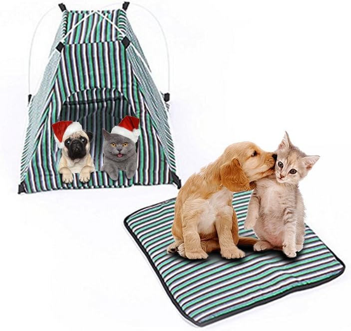 Pet Tent ,Portable Folding Dog Cat House Bed Tent Waterproof Indoor Outdoor Cat Tent Teepee,16.8"W x 16.8"L x 16"H (Red+Yellow)