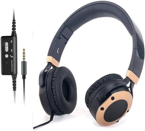 MONODEAL Active Noise Cancelling Headphones with Microphone and Airplane Adapter, Folding and Lightweight Travel Headsets, Hi-Fi Deep Bass Wired Headphones with Carrying Case