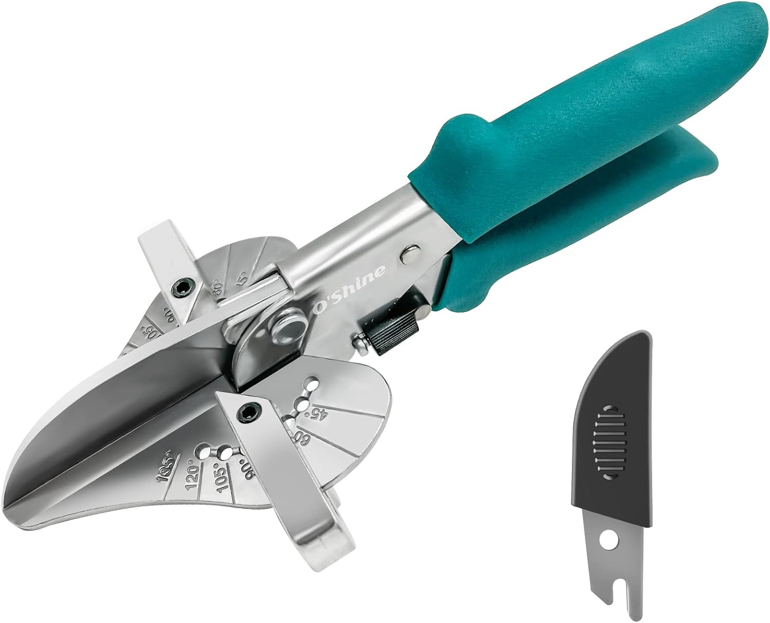 O’Shine Miter Shears for Angular Cutting Molding Crafting,Shoe Molding Cutter Tool,45-135 Degree Multi Angle Mitre Shears Trim Cutter Hand Tool for Soft Wood PVC, an Extra Blade with Sheath Included
