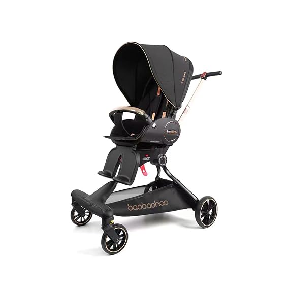 Baby Stroller Lightweight,High Landscape 360Rotable,Ergonomic,Adjustable Backrest Canopy Peekaboo Window,Foldable,All Terrain Wheels,Storage Basket,Travel Stroller Wagon for Newborn Toddler Black